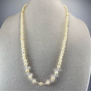 Vintage Rare Mother of Pearl Round Beads Necklace Statement Stunning Glass Beads